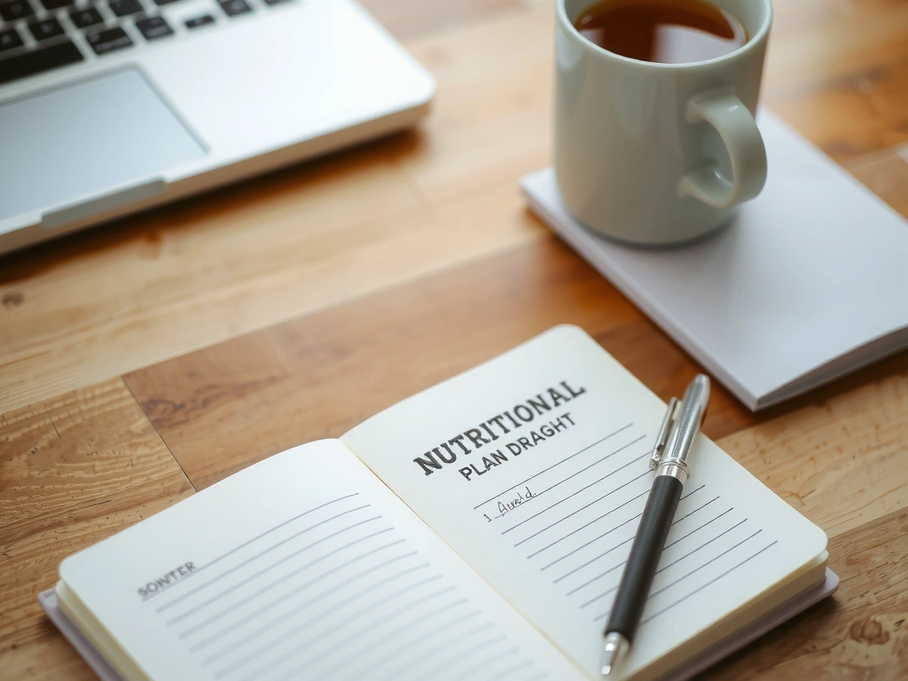 Vorbereitete Arbeitsumgebung eines Ernährungsberaters